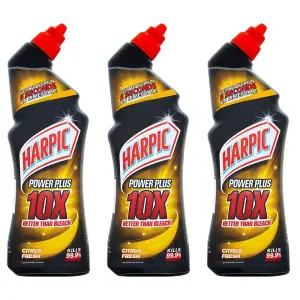 Harpic Toilet Cleaner Power Plus Liquid Disinfectant Citrus Fresh 680ml x 3