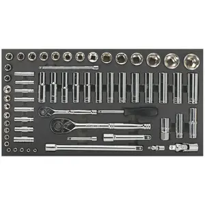 Comprehensive 62 Piece Socket Set with Tool Tray for All Your DIY Needs