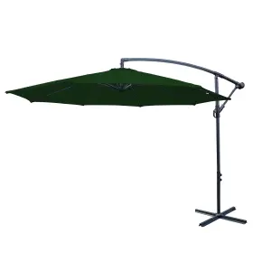 SunDaze 3M Green Garden Patio Cantilever Banana Hanging Umbrella, Parasol Base & Weather Protective Cover