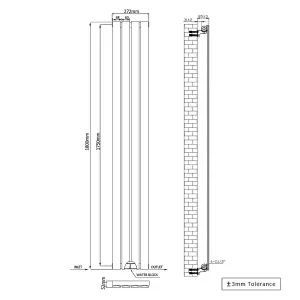 Right Radiators 1800x272 mm Vertical Single Flat Panel Designer Radiator White