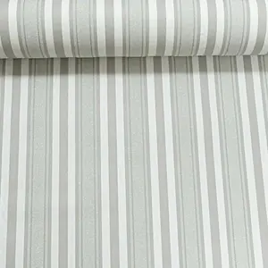 Grey White Silver Glitter Striped Textured Stripe Heavyweight Vinyl Wallpaper