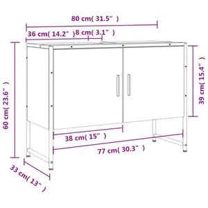 17 Stories Bathroom Sink Cabinet Sonoma Oak 80X33x60 Cm Engineered Wood Black