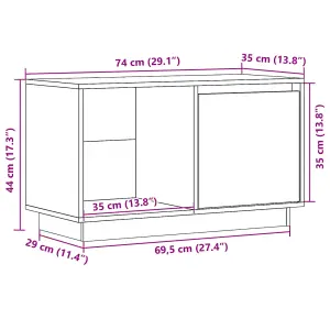 vidaXL TV Cabinet White 74x35x44 cm Solid Wood Pine