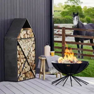 Outdoor Metal Dakota Fire Pit in Black H37Cm W71Cm