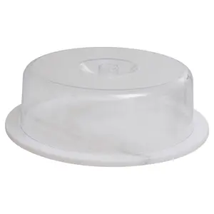 Interiors by Premier Versatile White Marble Cheese Board With Domed Lid, Elegant Design Cheese Board, Durable Storage Board