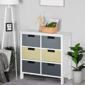 HOMCOM Simple Chest of 6 Drawers Storage Cabinet for Dining & Living Room