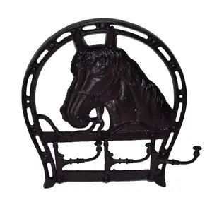 Horse Head Coat Jacket Hanger / Rack 3 Hooks / Pegs Stable Wall Hall House