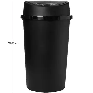 Black Kitchen Bin 45 Litre 45L TOUCH BIN Colour Bin for Home Garden Office School Kitchen Bathroom Top Bin Portable Pedal Bin Remo