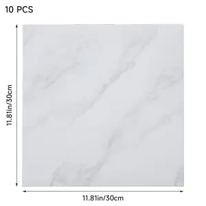 10Pcs Marble Texture Self Adhesive PVC Peel and Stick Flooring Tiles 30x30cm