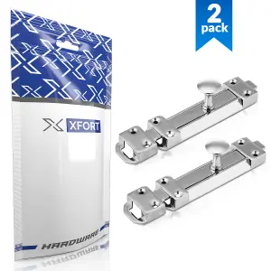 XFORT 2 Pack Polished Chrome Heavy Door Bolt