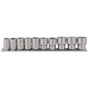 Draper 3/8" Square Drive Socket Set on Metal Rail 10 Piece 16400