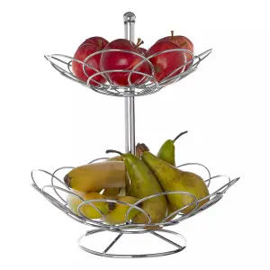 Maison by Premier Ellipse 2 Tier Chrome Fruit Basket