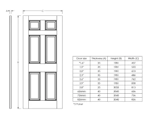 6 panel Unglazed Contemporary White Woodgrain effect Internal Door, (H)1981mm (W)533mm (T)35mm