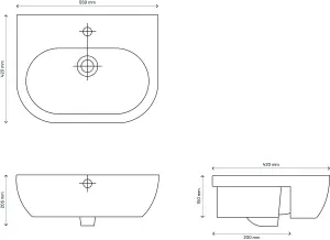 Cooke & Lewis Helena White Semi-recessed Basin (W)55cm