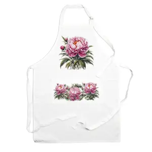 Purely Home  Garden Flowers Peonies Apron - Floral Gifts for Her - Cooking & Baking