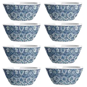 Purely Home Atlantic Blue Melamine  Low Bowls - Set of 8