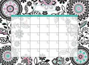 Wallpops Large Floral Self-Adhesive Dry Erase Write On Monthly Wall Calendar