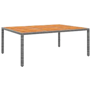 Berkfield Garden Table 200x150x75 cm Acacia Wood and Poly Rattan Grey