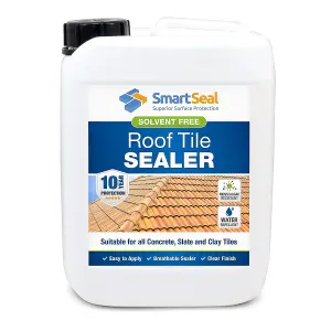 Smartseal Roof Tile Sealer, For Concrete, Slate and Clay Tiles, 10 Year Water Repellent, Protecting Against Moss and Algae, 5L