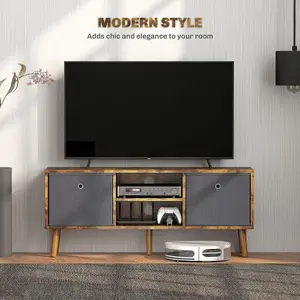 HOMCOM Modern TV Cabinet Stand w/ Shelves & Drawers, Bedroom Rustic Brown