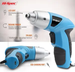 Hi-Spec 20pc Blue USB 3.6 Eletric Power Screwdriver & Home DIY Tool Kit. All Essential Repairs in a Bag