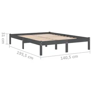 Berkfield Bed Frame Grey Solid Wood 135x190 cm Double