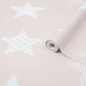 Superfresco Easy Pink Stars Smooth Wallpaper Sample