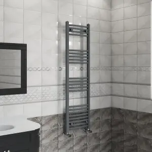 Right Radiators 1400x400 mm Curved Heated Towel Rail Radiator Bathroom Ladder Warmer Anthracite