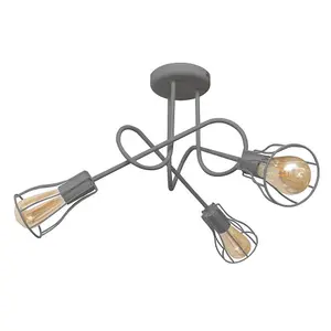 Luminosa Oxford Multi Arm Semi Flush Ceiling Light Grey 56cm