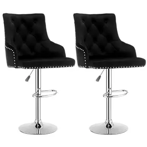 Montevallo Height Adjustable Swivel Bar Stool (Set of 2) Black