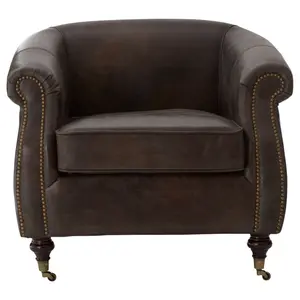 Victor Grey Leather Winged Armchair