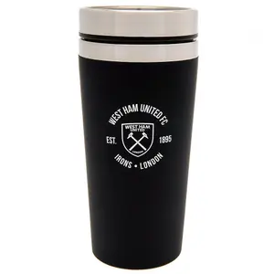 West Ham United FC Executive Crest Travel Mug Black/Silver (One Size)