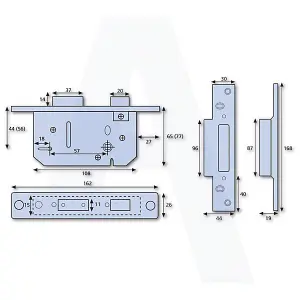 ERA 3" Viscount 5 Lever Mortice Sash Lock Polished Brass with x2 Keys