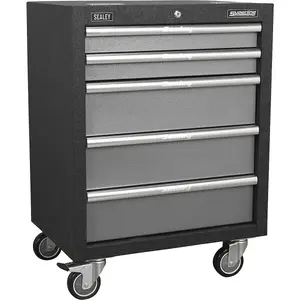 Versatile 650mm 5 Drawer Mobile Cabinet with Ball Bearing Slides and Swivel Castors