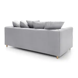 Chicago Velvet 3 Seater Sofa in Light Grey