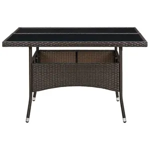 Berkfield Outdoor Dining Table Brown Poly Rattan and Glass