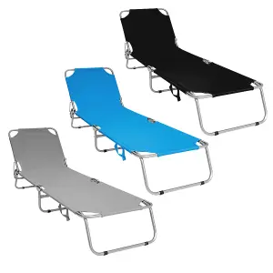 Charles Bentley Odyssey Folding Sun Lounger Black