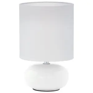 Table Lamp Colour White White Fabric Shade In Line Switch Bulb E14 1x40W