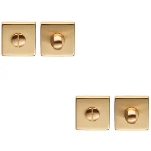 2 PACK - Square Rose Thumbturn & Release Lock - Satin Brass - Bathroom Door WC