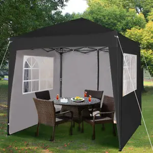 MCC Direct 2X2 Pop up Black Gazebo with Sides