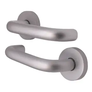 AFIT Satin Aluminium Return To Door Lever on Rose Door Handle 19 x 52mm