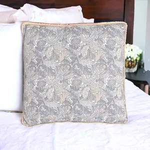 William Morris Acanthus Neutral Grey Filled Decorative Throw Scatter Cushion - 43 x 43cm - Set of 2