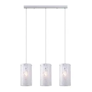 Luminosa Modern Hanging Pendant Chrome 3 Light  with Fabric Shade, E27