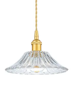 Luminosa Wilshire Dome Pendant Light Satin Gold with Decorative Glass