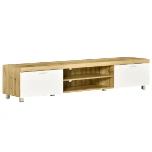 HOMCOM Modern Unit for TV w/ Cabinet Shelf for Living Room Oak