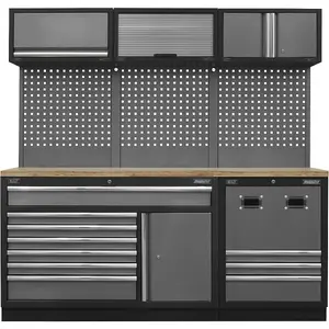 Versatile Modular Garage Storage Unit with Pressed Wood Worktop