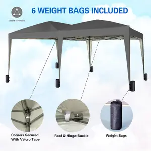 MCC Direct 3x6 Pop up Gazebo Marquee No Sides Grey