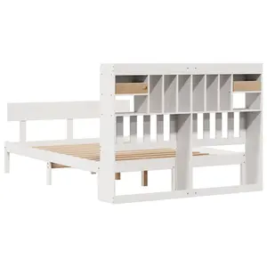 Berkfield Bookcase Bed without Mattress White 160x200 cm Solid Wood Pine