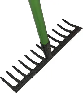 12 Teeth Garden Rake Lawn Heavy Duty Strong PVC Grip Handle 120cm Soil Leaf Metal Raker Carbon Steel