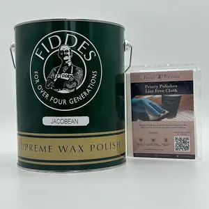 Fiddes Supreme Wax Polish, Jacobean 5 Litre & Free Priory Polishes Lint Free Cloth